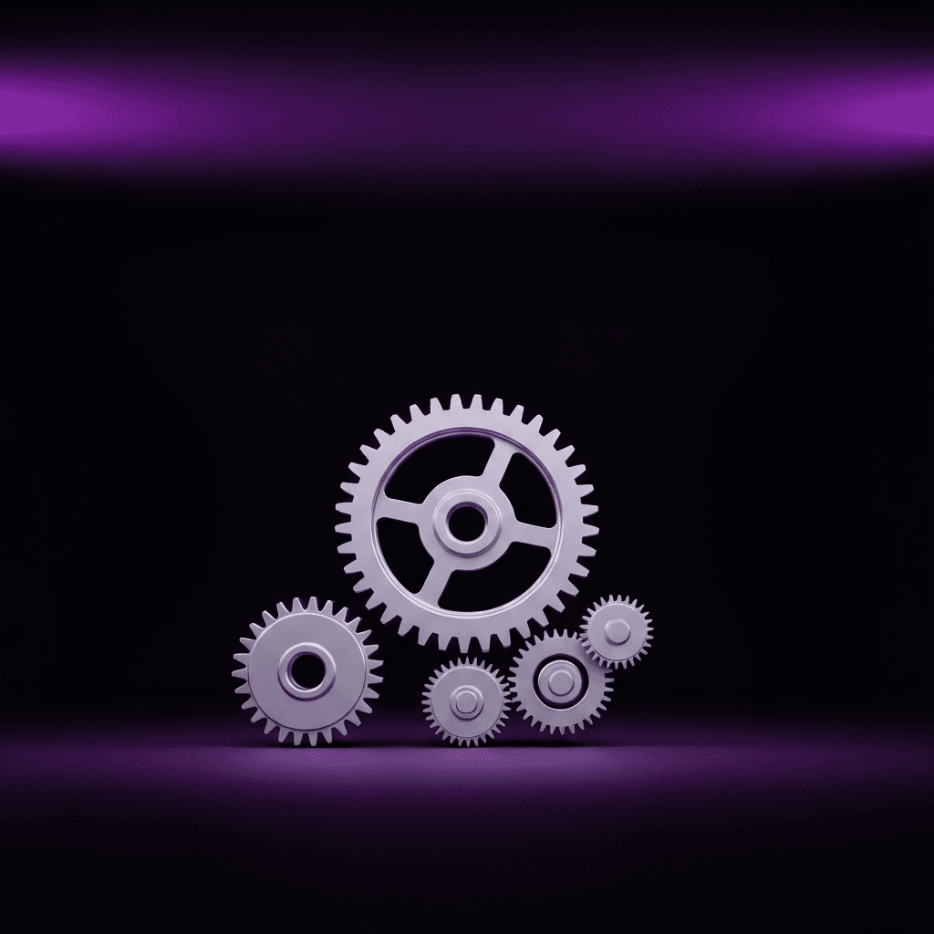 Mechanical gears seamlessly automate rule-based, non-developer tasks, enhancing team productivity.