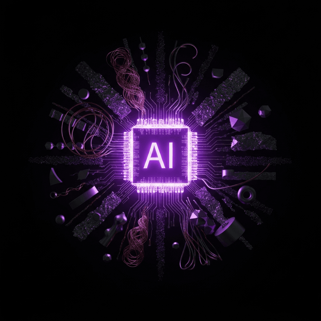 AI core cleaning tangled raw materials, resolving data issues like inconsistency for 90%+ automation accuracy.