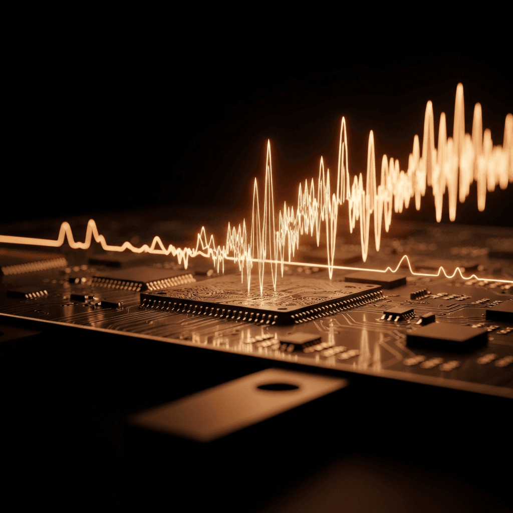 Glowing pulse conducting an operations audit on business processes, pinpointing waste for AI solutions.