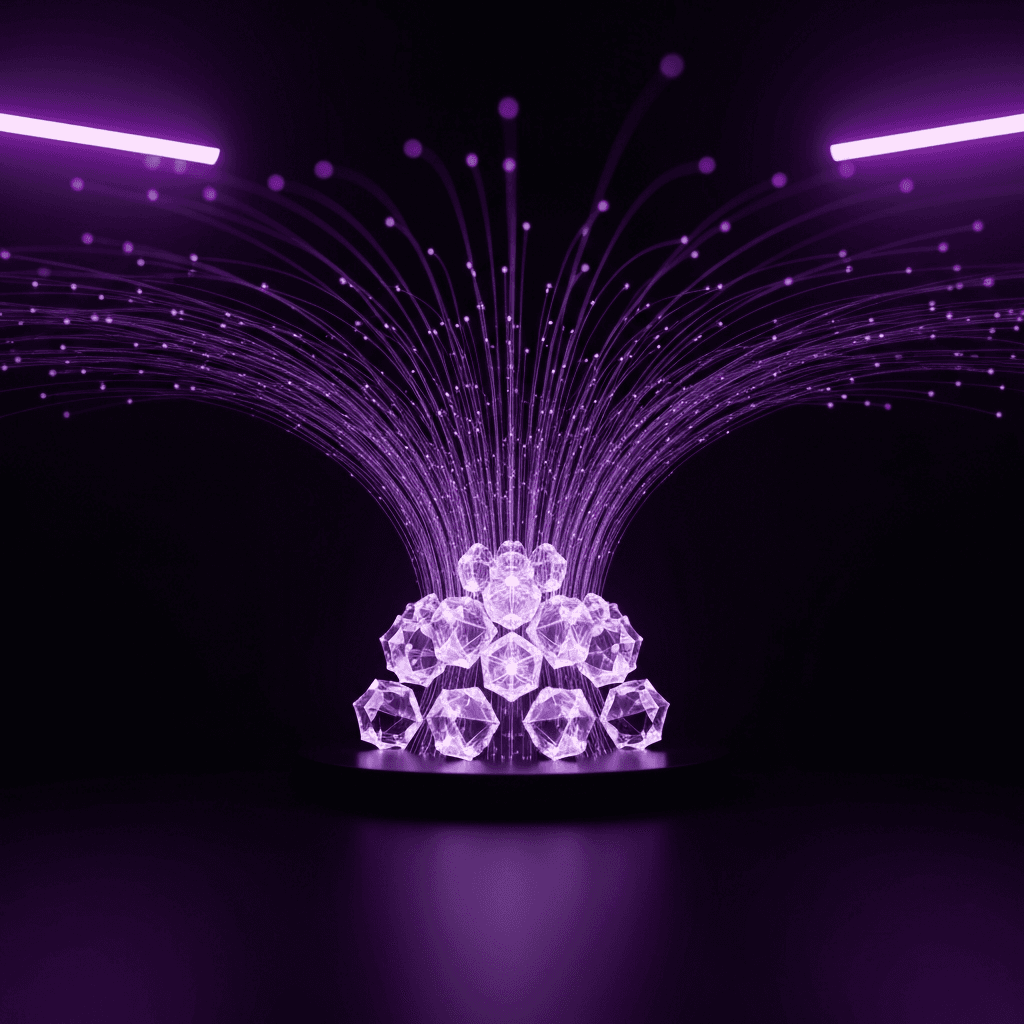 AI core automating customer service and sales processes, boosting revenue and cutting costs with data.